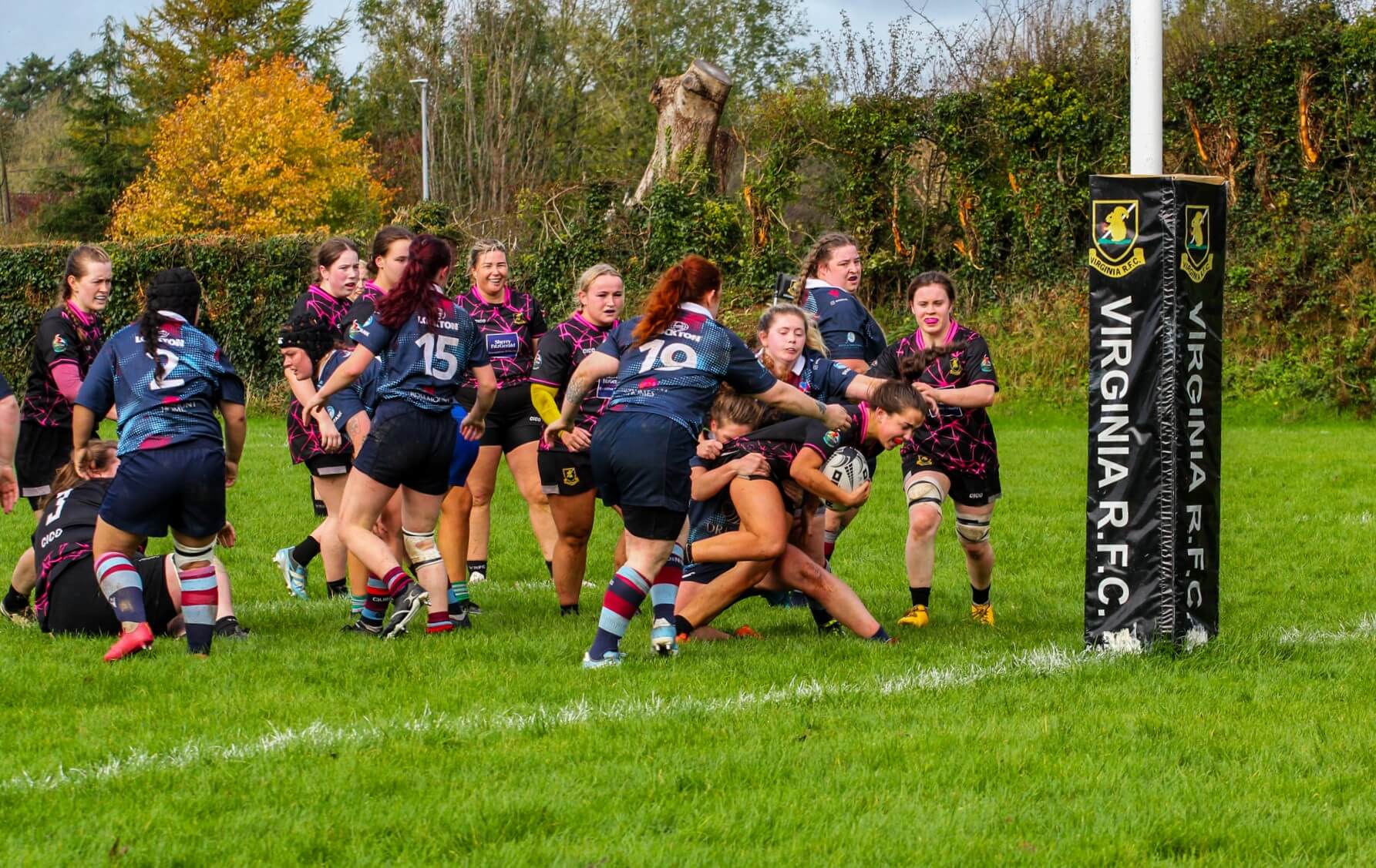 Virginia senior womens rugby team playing a game