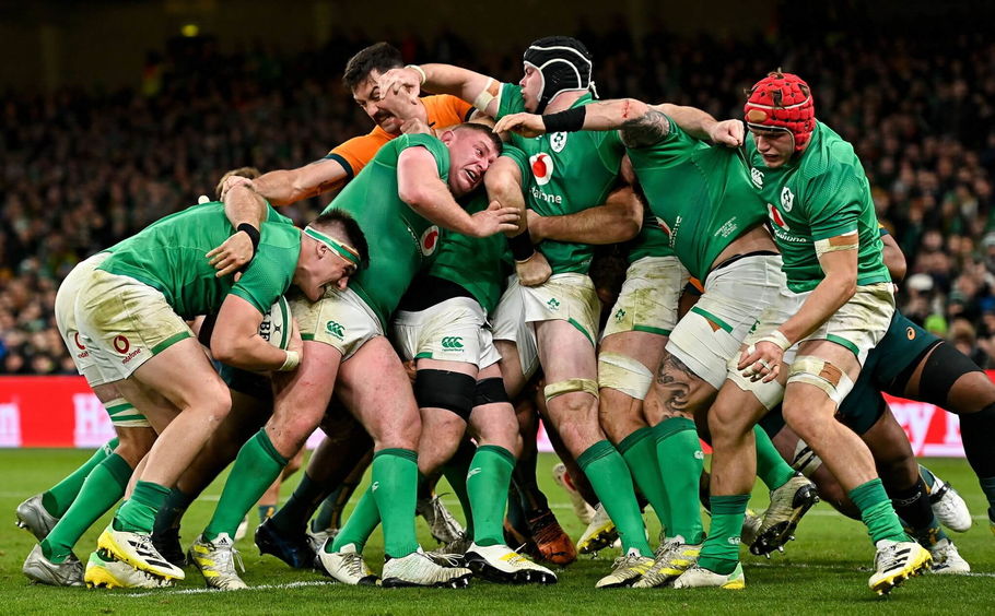 The Irish rugby team in action