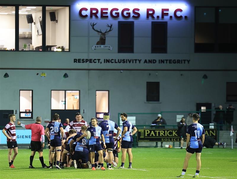 Creggs RFC players playing a match in their home ground
